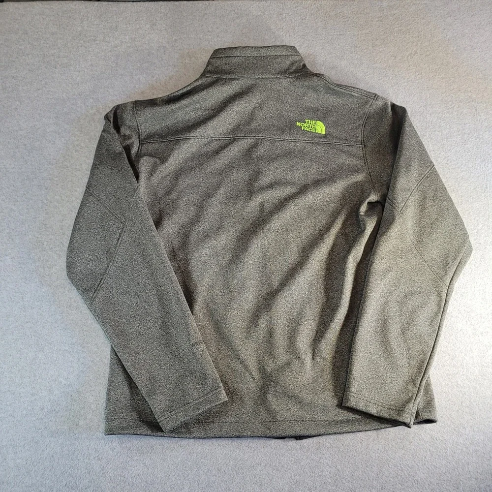 The North Face Mens WindWall Softshell Jacket Grey Lime Green Full Zip Medium